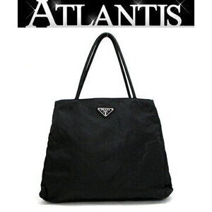 Prada Triangle Logo Trapezoid Tote Bag Nylon Black